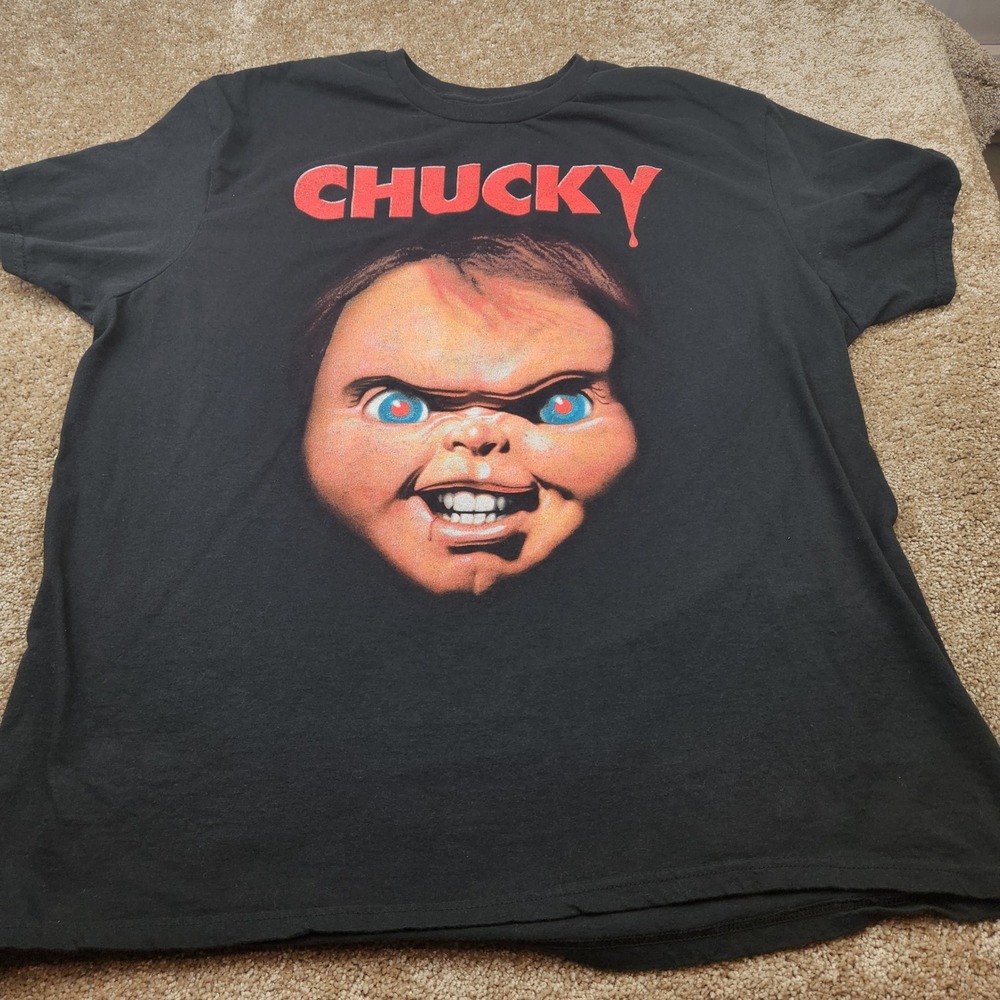 Universal Studios Chucky Childs Play Horror Movie Graphic T-Shirt Black XL
